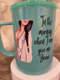 15 oz. Teal Shimmer glass Mug