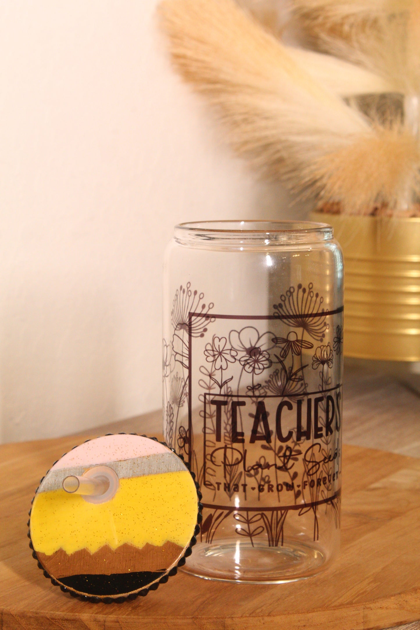 15 oz. Teachers plant seeds glass can